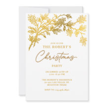 White Golden Modern Christmas Party Einladung