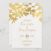 White Golden Modern Einladung (Vorne/Hinten)