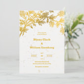 White Golden Modern Wedding Einladung (Stehend Vorderseite)