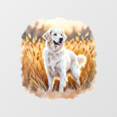 White Golden Retriever Dog Fensteraufkleber (Blatt)