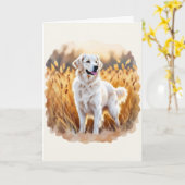 White Golden Retriever Dog Karte (Gelbe Blume)