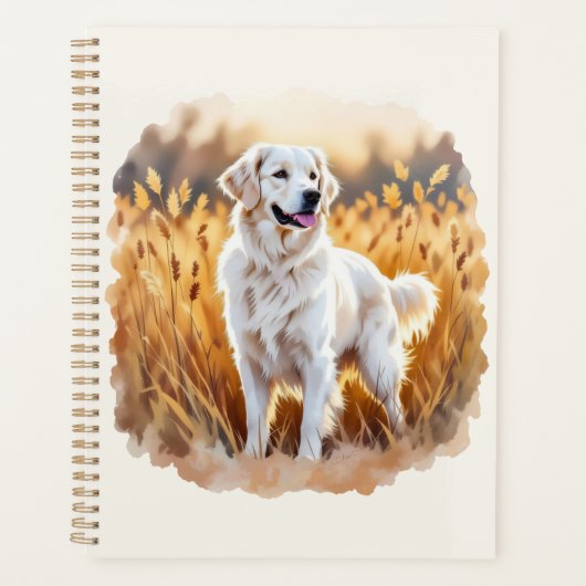 White Golden Retriever Dog Planer (Vorderseite)