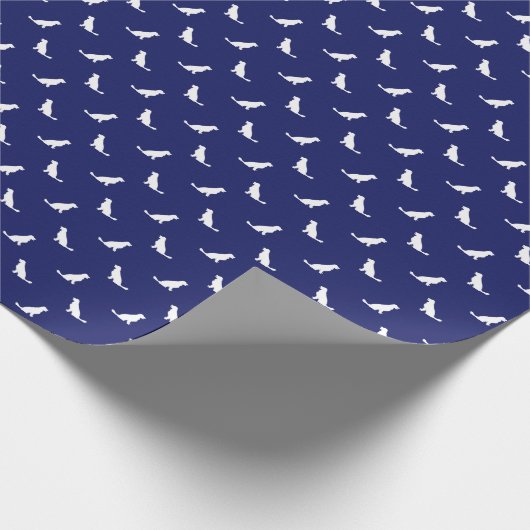 White Golden Retriever Konturen über die Marine Geschenkpapier (Ecke)