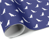 White Golden Retriever Konturen über die Marine Geschenkpapier (Rolleneckpunkt)