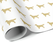 White Golden Retriever mit Gold Glitzer Geschenkpapier (Rolleneckpunkt)