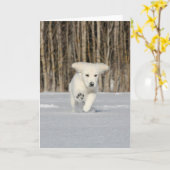 White Golden Retriever Puppy in Snow Karte (Gelbe Blume)