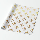 White Golden Royal Fior De Lise Geschenkpapier (Ungerollt)