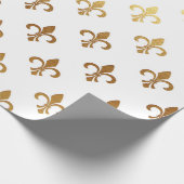 White Golden Royal Fior De Lise Geschenkpapier (Ecke)