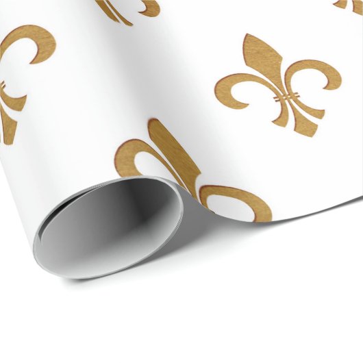 White Golden Royal Fior De Lise Geschenkpapier (Rolleneckpunkt)