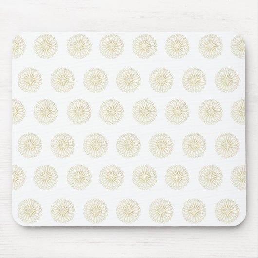 White | Golden Zinnia Flower Medallions Mousepad (Vorne)