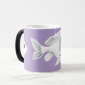 White goldfish on a lavender background mug verwandlungstasse (Vorderseite Links)