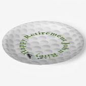 White Golf Bal mit Club Retirement Pappteller (Schrägansicht)