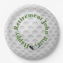 White Golf Bal mit Club Retirement Pappteller