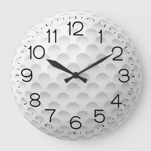 White Golf Ball Design Große Wanduhr (Vorderseite)