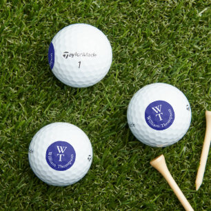 White Golf Ball mit dem Namen Blue Logo