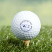 White Golf Ball mit Name (blaue Initialen monogram (Insitu T-Shirt)