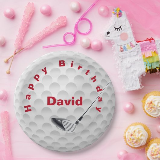 White Golf Ball Muster und Club Pappteller (Party)