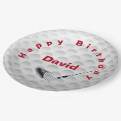 White Golf Ball Muster und Club Pappteller (Schrägansicht)