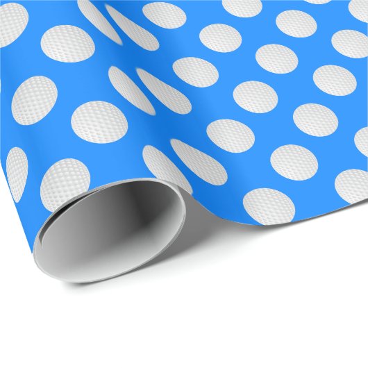 White Golf Balls auf Azure Blue Geschenkpapier (Rolleneckpunkt)