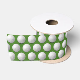 White Golf Balls auf Green Satinband