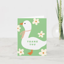 White Goose and Daisies Thank You Green
