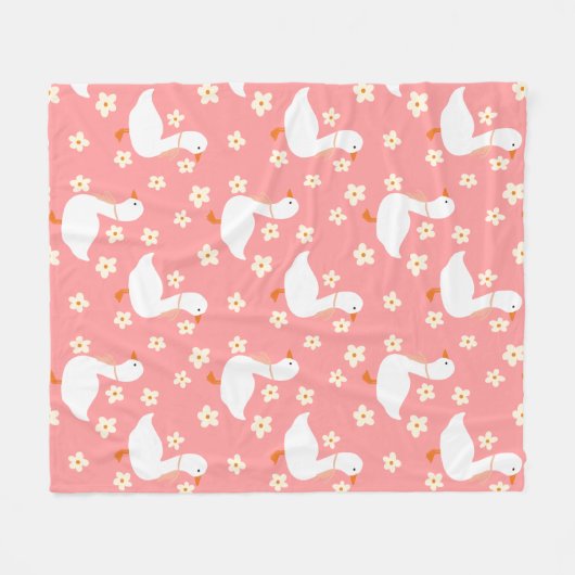 White Goose and Daisis Danke, Pink Fleecedecke (Vorderseite (Horizontal))