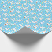 White Goose and Daisises Danke Blue Geschenkpapier (Ecke)