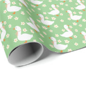 White Goose and Daisises Danke, Green Geschenkpapier (Rolleneckpunkt)