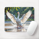 White Goose In a Splash Pad Mousepad (Mit Mouse)