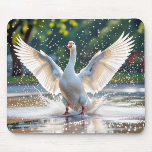 White Goose In a Splash Pad Mousepad (Vorne)
