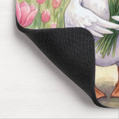 White Goose With Pink Tulips Mousepad (Ecke)