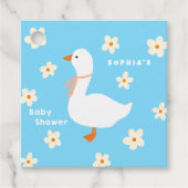 White Gose and Daisies Baby Shower Geschenkanhänger (Vorderseite)