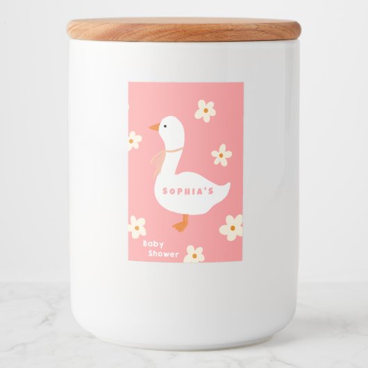 White Gose and Daisies Baby Shower Lebensmitteletikett (Vorderseite)