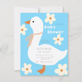 White Gose and Daisies Baby Shower Postkarte