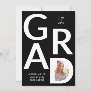 White GRAD auf Black Class of 2025 Foto Abschluss Ankündigung