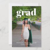 White GRAD Bold Letters Foto Ankündigung (Vorderseite)