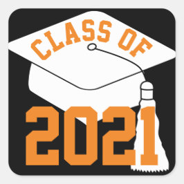 White Grad Cap Orange Klasse 2024 Quadratischer Aufkleber