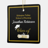 White Grad Cap und Diploma Keramik Keramikornament (Links)