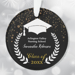 White Grad Cap und Laurel Abschluss Ornament