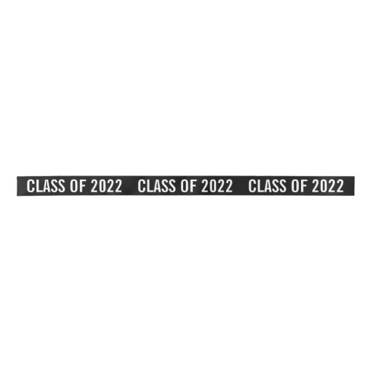 White Graduate Class of 2022 Typografy Black Satinband (Vorderseite)