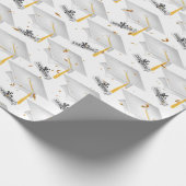 White Graduation Caps mit Diplomen Geschenkpapier (Ecke)