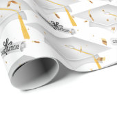 White Graduation Caps mit Diplomen Geschenkpapier (Rolleneckpunkt)