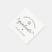 White Graduation Gray Script Hearts Cap Modern Fun Serviette (Ecke)