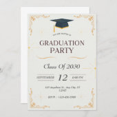 White Graduation Party Einladung (Vorne/Hinten)