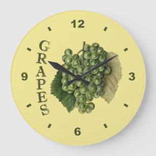 White Grapes ~Botanical Clock ~Kitchen ~Any Color~ Große Wanduhr