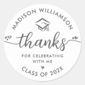 White Gray Abschluss Modern Vielen Dank, dass Sie  Runder Aufkleber (Vorderseite)