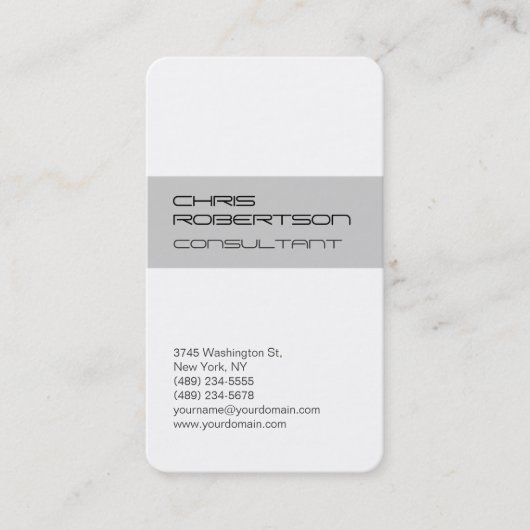 White Gray Attraktive Charm Business Card Visitenkarte (Vorderseite)