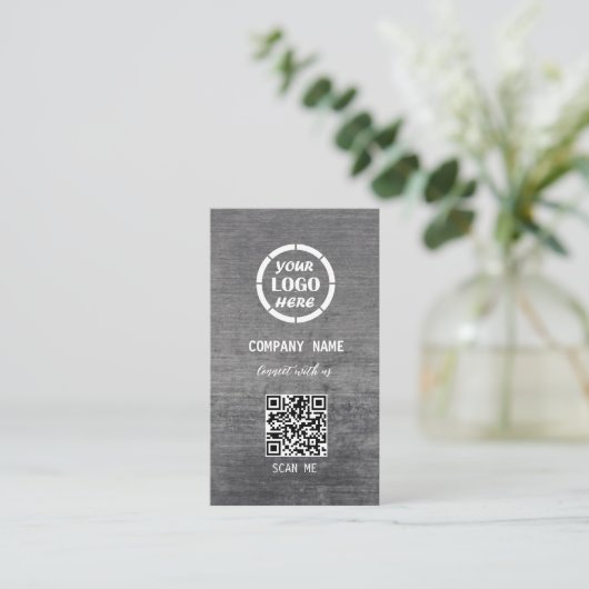 White Gray Beruflich Design Moderner QR Code Visitenkarte (Stehend Vorderseite)