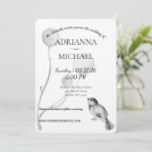 White, Gray, Bird Rustic Wedding Invitation Einladung (Stehend Vorderseite)