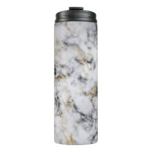 White Gray Black Gold Rauch Marmor Thermal Tumbler Thermosbecher
